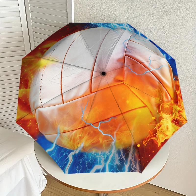1pc Fireball Lightning Pattern Umbrella Design Automatic Opening and Closing Umbrella, High-quality Travel Umbrella,  C1128002