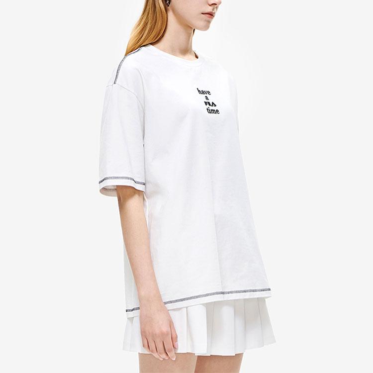 FILA X HAGT Collaboration Loose Casual Embroidered Letter Short Sleeve T-Shirt Unisex Tops White F11U229105F-WT
