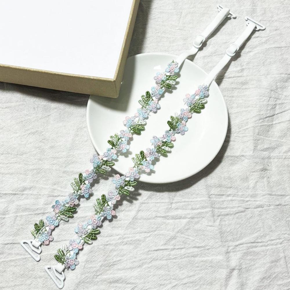 

1pair Lace Flower Floral Bra Straps Anti-slip Adjustable Floral Shoulder Belts Elastic with Lace Trim Lingerie Strap Belt Women One Size циан
