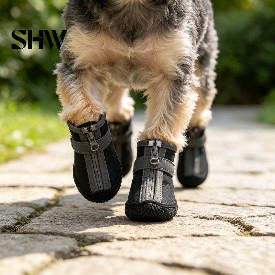Pet Paw Protection for Running 4Pcs Non-Slip Dog Shoes, Breathable Mesh Boots, Waterproof Durable Rubber Soles Paws Protectors Small Dogs, Outdoor
