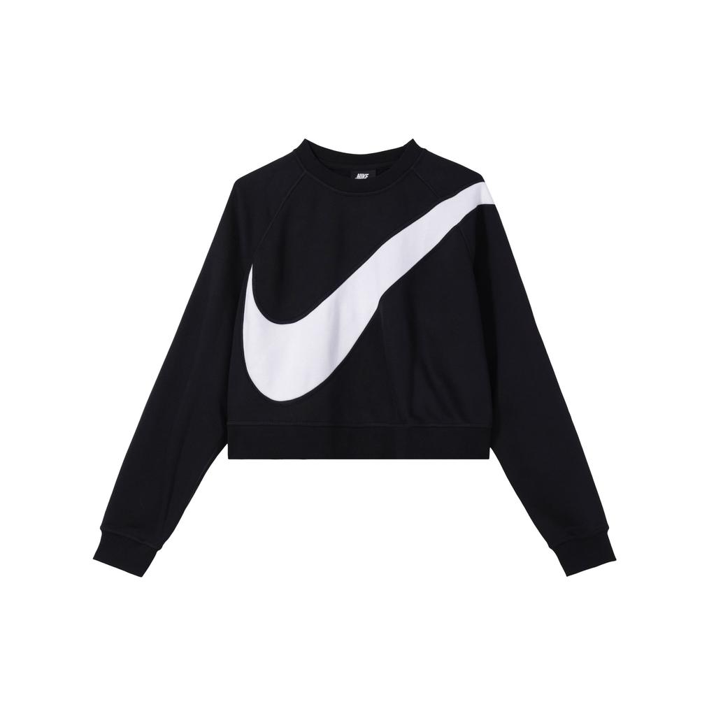 Nike Sportswear Swoosh Fleece Crew Sweatshirt Women Tops Black BV3934-011