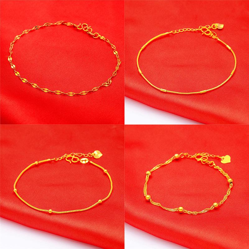 Vietnam Gold-Plated Fashion Bracelet: Hollow Four-Leaf Clover & Heart Design.