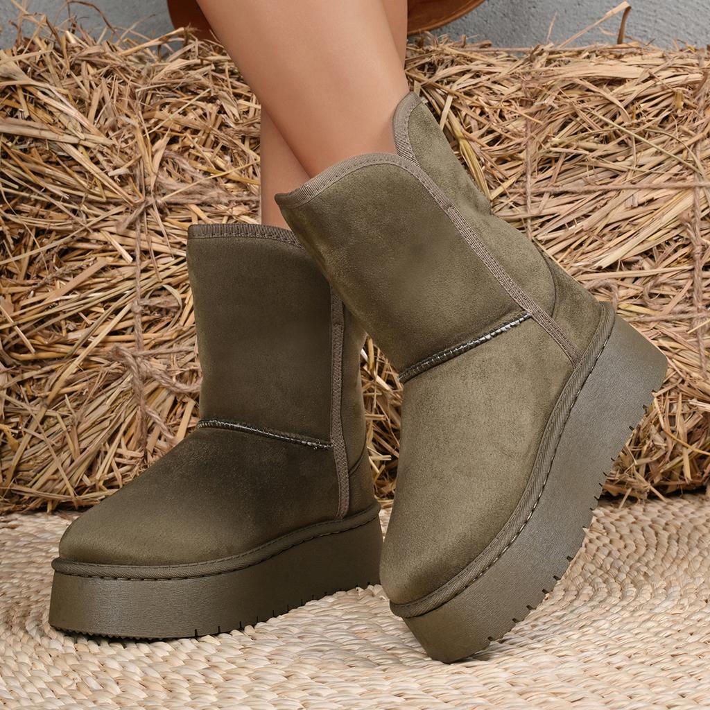 Thick-soled height-increasing snow boots for women 2026 winter new style fleece and thickened warm cotton shoes