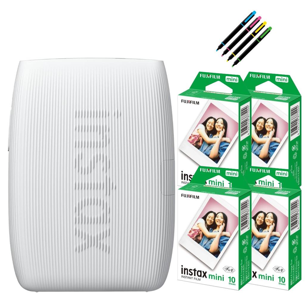 Fujifilm Instax Smartphone Printer Instax Mini Link3 Clay White 40 Films Deco Pen of & & (Set 6)