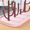 Multi Functional Feeding Bottle and Cup Drying Rack Fits All Bottle Sizes,with Pacifier and Bottle Brush Holder,Ideal for Kitchen,Nursery Drain Rack