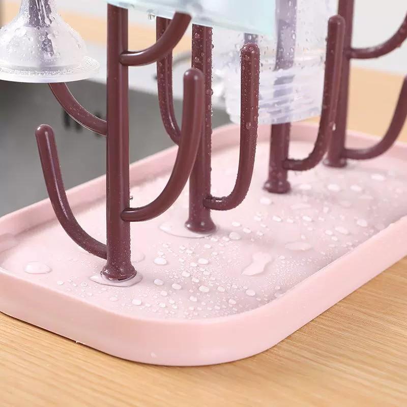 Multi Functional Feeding Bottle and Cup Drying Rack Fits All Bottle Sizes,with Pacifier and Bottle Brush Holder,Ideal for Kitchen,Nursery Drain Rack