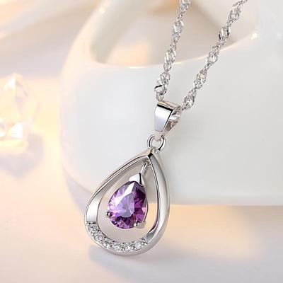 S925 Sterling Silver Teardrop Zircon Necklace - Angel's Tear Pendant In Japanese & Korean Fashion Style.