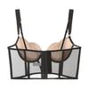 Women's Push-Up Fishbone Corset Mesh Vest & Waist Cincher Bra Set with Chest Pads