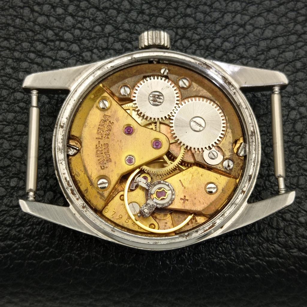 HAND-WINDING VINTAGE FAVRE LEUBA GENEVE SWISS MENS SKY BLUE DIAL WATCH A436202-2 R128-a436202