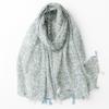 Retro Fringed Scarf Flower Print Yarn Shawl Fashion Travel Beach Towel  Women's Accessory