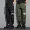 Calça cargo com vários bolsos e cordão, calça cargo casual masculina para verão, outono e atividades ao ar livre