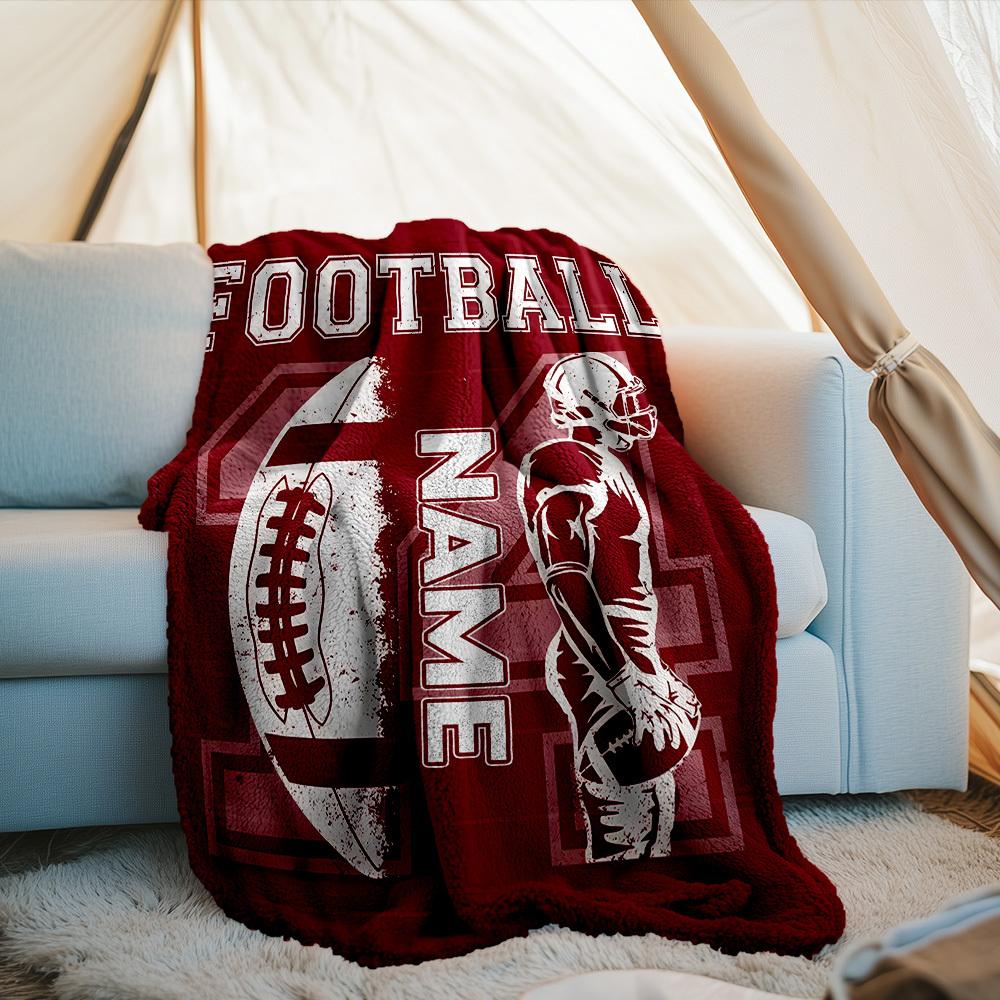 240Gm2 Football Style Customize Your Name Outdoor Blanket Suitable For All Seasons Comfortable And Warm Soft Blanket Suitable For Travel Gifts For