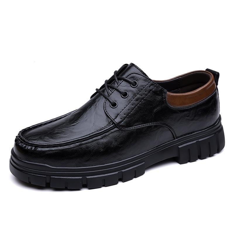 

Leather shoes men s 2024 autumn new leather business casual thick-soled soft-soled soft-faced lace-up non-slip and wear-resistant dad shoes 38