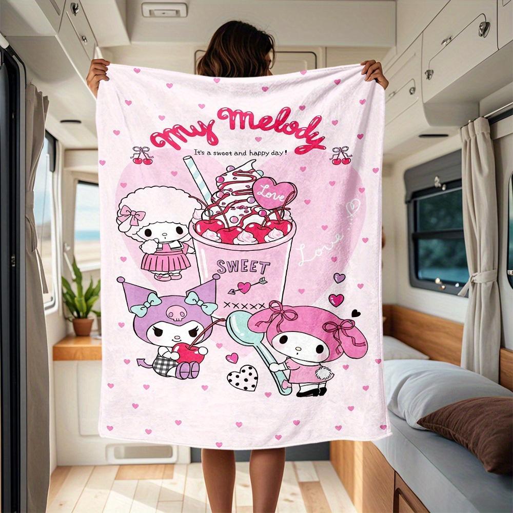 

1pc Sweet, Kuromi.MyMelody RV Blanket, Digital Printed Flannel Blanket, Multi-Purpose Four Seasons Hypoallergenic Quilt for Sofa, Bed, Offic 130x150cm
