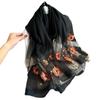 Hand-Embroidered Mulberry Silk Scarf - Elegant Spring & Autumn Shawl