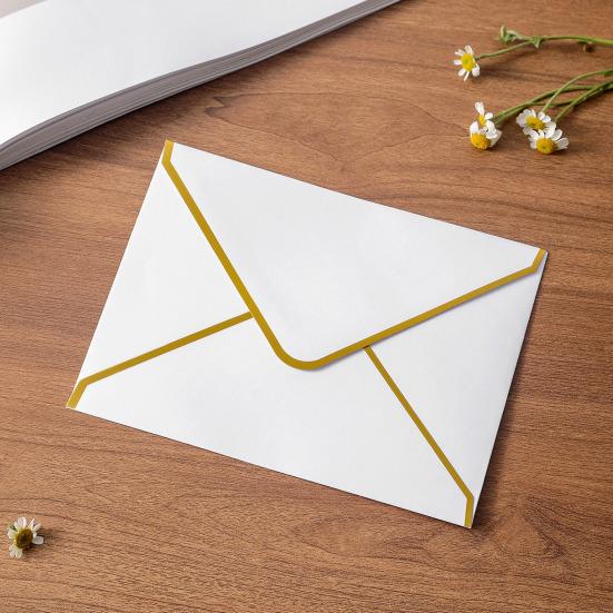 10Pcs Hot Stamping Envelope Golden Border Blanks V-Flap Design Envelope Greeting Cards Invitations Notes Envelopes