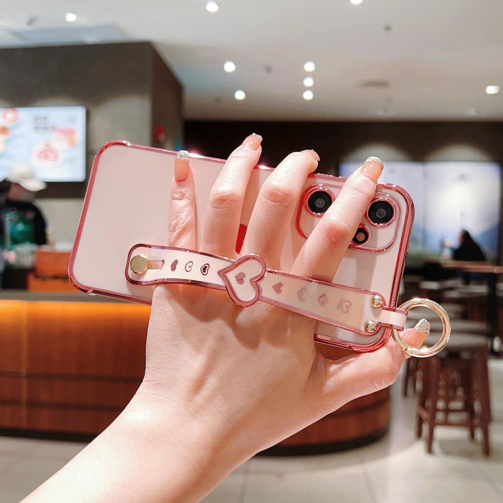 For Samsung Galaxy A25 5G (Global) (161.0 X 76.5 X 8.3mm) Case with Wrist Strap TPU Phone Cover Love Heart