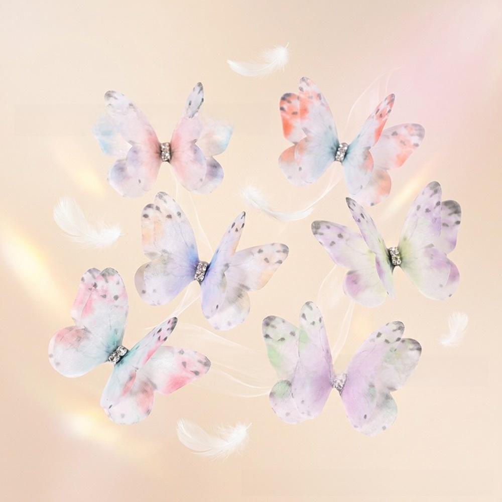 50Pcs Double-layer Chiffon Butterfly Embroidered Patches Bridal Hair Accessories