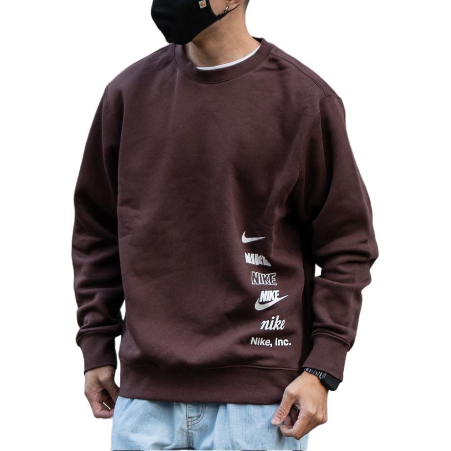 Nike T Shirts Men's Brown Crew Neck Moderate Straight Fit DX0782-227