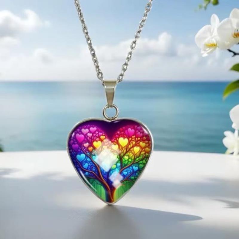 

Pendant Fashion Bohemian Heart Shape Rose Flower Thanksgiving Perfect Ornament Gift Necklace 50CM