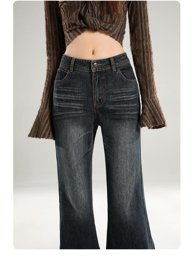 Women's Blue Retro High-Waist Slim Fit Flare Jeans