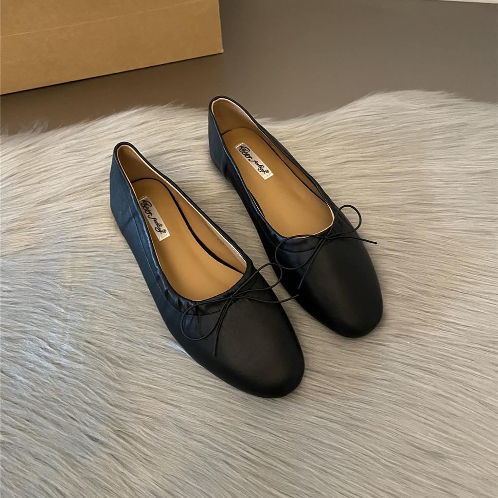 Fashion Bailamos Fashion Bow Tie Flats Ballet Shoes Women Female Ballet Round Toe Shallow Cut Ballerina Soft Moccasin Dress Shoes Zapato