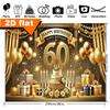 2D Plane - 1 Piece - Luxurious 60th Birthday Polyester Banner - Golden Glitter - Happy Birthday At 60 - Background Cloth