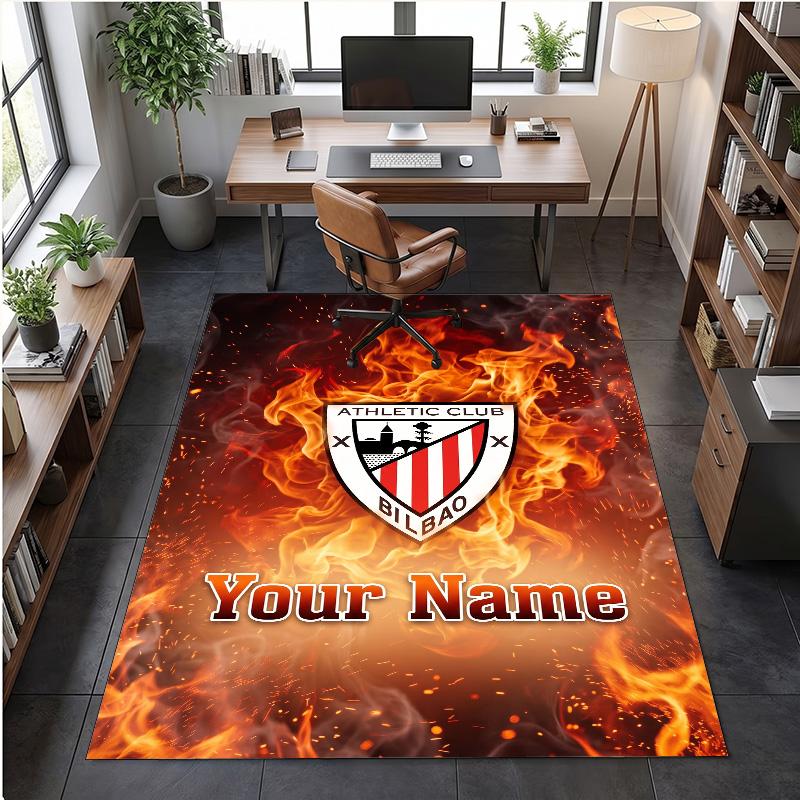 Crystal Velvet Rug Athletic Bilbao FC Print Custom Name Text Floor Mat Home Decor
