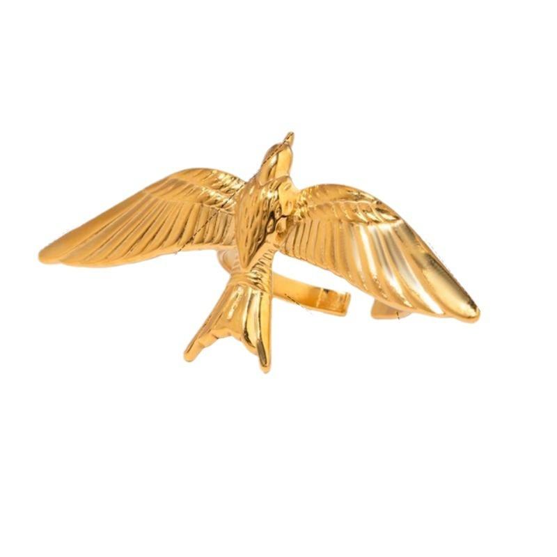 Neue Kreative Retro Dreidimensionale Goldfarbe Kleine Schwalbe Ohrstecker und Ring für Damen Tier Schmuck Zubehör Geschenke