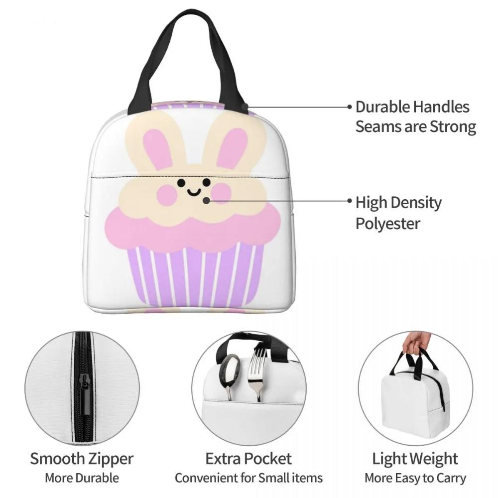 Bunny Paper Cup Cake Cartoon Insulated Lunch Bag for Women Kids Portable Food Boxes Thermal Lunch Box Tote