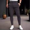 Men Solid Color Elastic Casual Tapered Long Pants