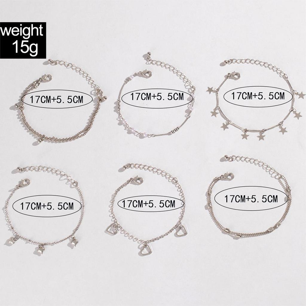 6-teiliges Damenmode Trendiges Metall Kalter Stil Liebesarmband Set Zirkon Geeignet für Dates, Party, Festival Geschenke