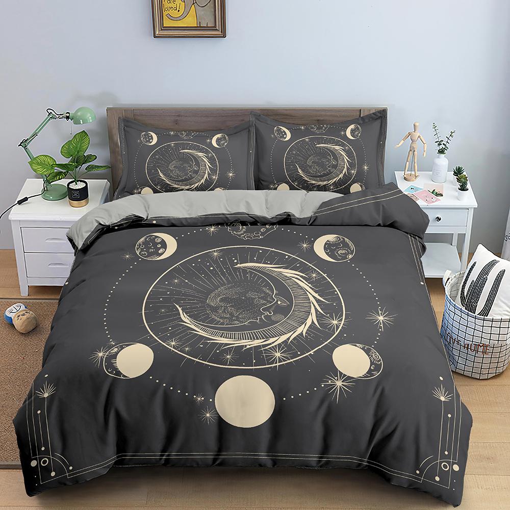 Divination Theme Duvet Cover Set Polyester Bedding Set Moon Sun Constellation Pattern King Queen Twin Size For Boys Girls Teens