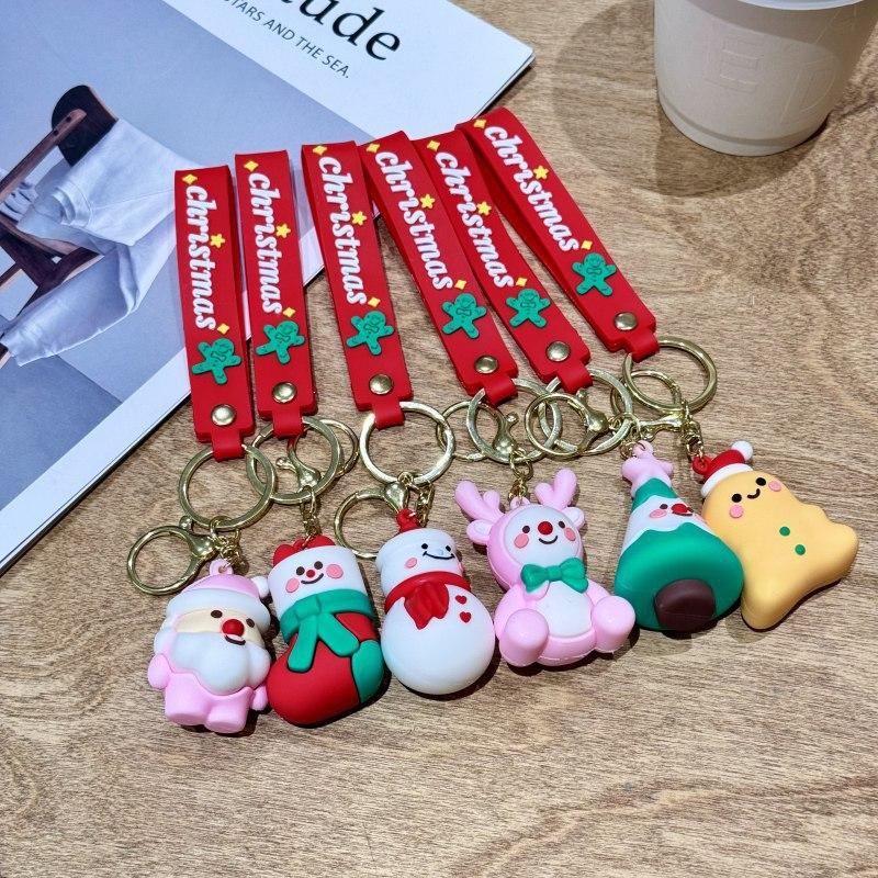 Cartoon Weihnachten Schlüsselanhänger Niedlicher Weihnachtsmann Elch Weihnachtsbaum Schlüsselanhänger Rucksack Anhänger Dekoration Zubehör Jahresgeschenke