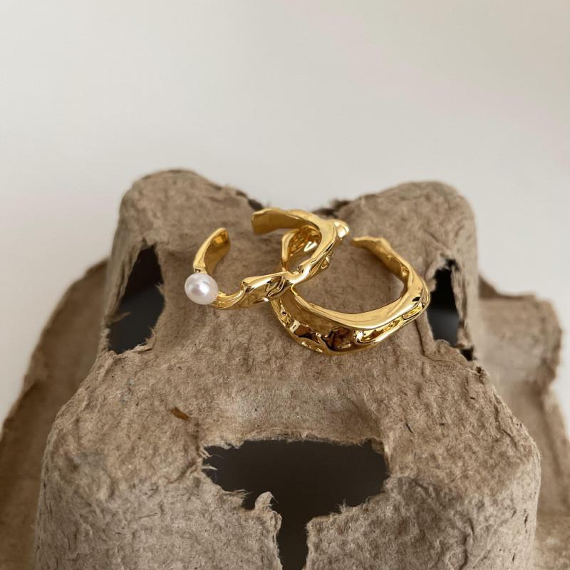 Chic Modern Geometric Design Open Adjustable Finger Ring For Women Elegant Copper Accessory