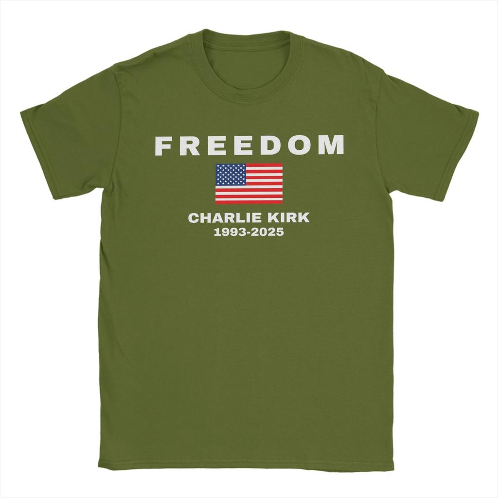 Turning Point USA Charlie Kirk T-Shirts Men  Novelty Pure Cotton Tee Shirt Round Collar Short Sleeve T Shirts Gift Idea Tops