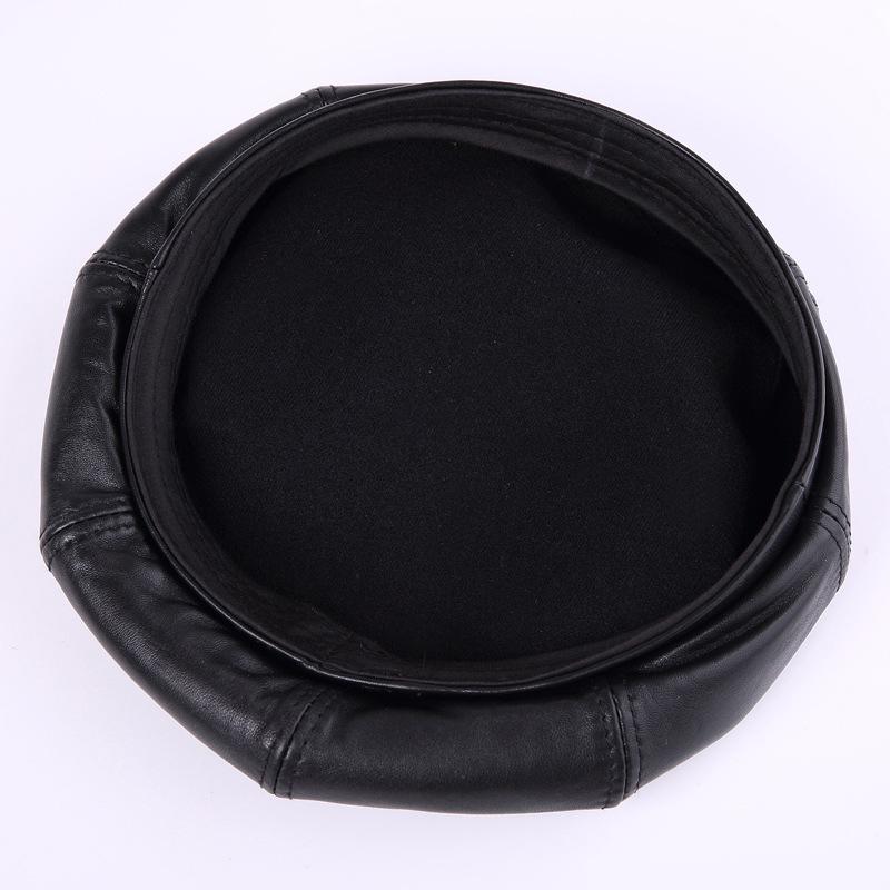 Women's Genuine Sheepskin Octagonal Beret - Korean-Style Celebrity Leather Hat for Autumn/Winter