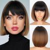 LISI HAIR Synthetic Short Straight Bob Wig Extension With Bangs Natural Looking Heat Resistant Fiber For Elegant Women Daily Wear