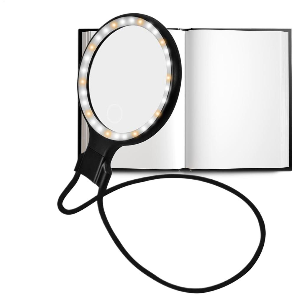5X/10X Neck Wear Magnifier Rechargeable MagnifyingGlass 30 LED Hands Frees Magnification Glass For Reading Sewing And Crafting