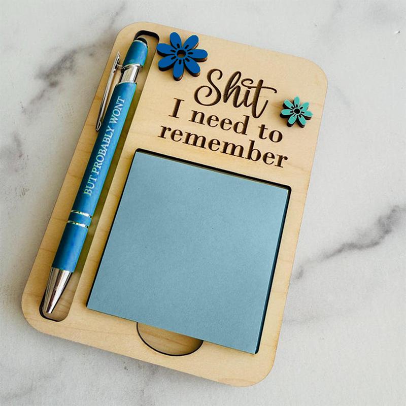 

The Shit I Need To Remember Sticky Note Holder,Funny Wooden Memo Pad Organizer,Little Reminders Sticky Note Holder A