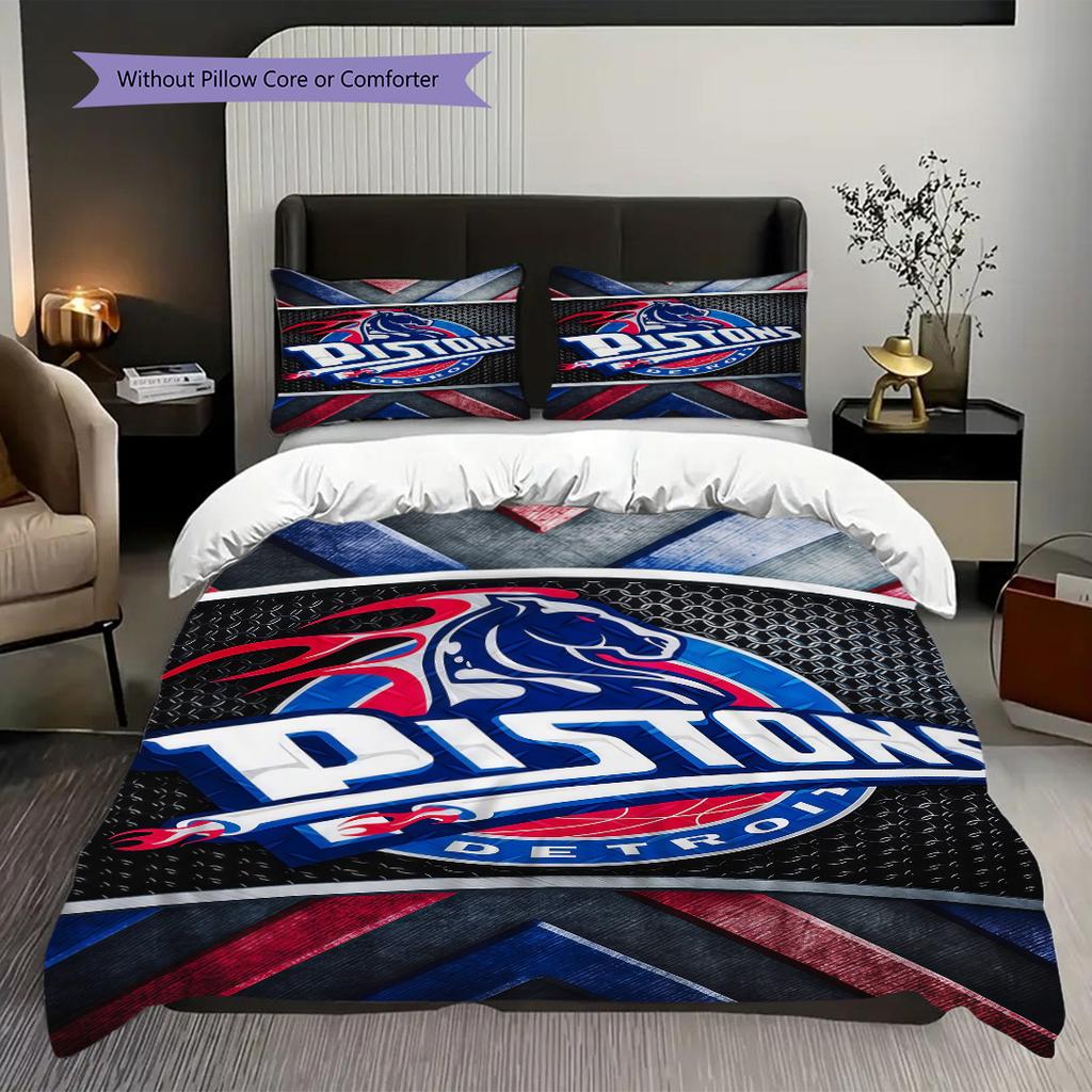 Detroit Pistons Bold Logo Three-piece set(1 * duvet cover + 2 * pillowcase, without core) Bedding set Duvet cover and pillowcase
