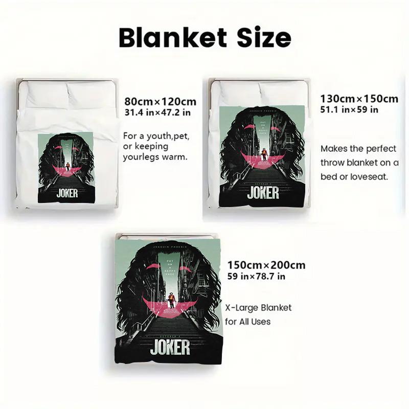 Joker Movie Character Flannel Blanket Soft Warm Cozy Throw for Bedroom Sofa Living Room Lightweight Home Decor for Teens Adults
