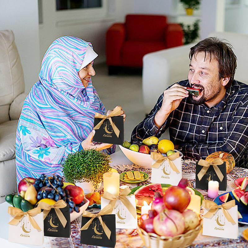 3pcs Art Paper Decoration Ramadan Candy Box Home Eid Al Fitr DIY Packaging For Muslim Celebrations Festival Supplies