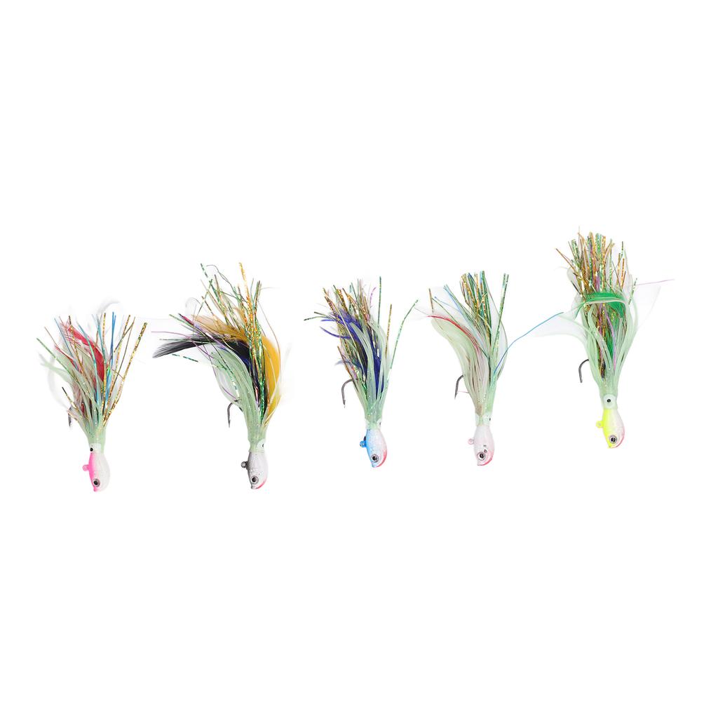 5PCS Octopus Fishing Lures 28g Soft Silicone Glow Squid Jigs Skirt Tail Swimbait with High Carbon Steel Hook for Freshwater Saltwater Ocean Fishing
