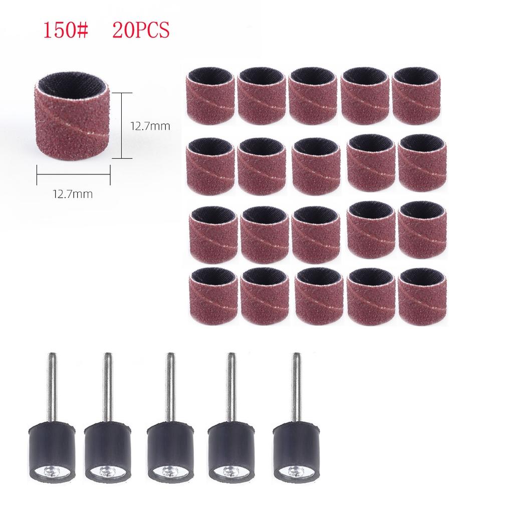 25Pcs Sanding Drum Kit Sanding Drum Ring With Rod Abrasive Rotary Grinding Head 40-320 1/2inch Sandpaper Tools For Woodworking