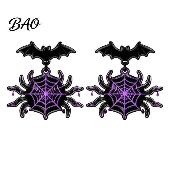 Cool Girl Fashion Jewelry 1 Pair Halloween Theme Acrylic Earrings for Women, Gothic Pink Spider Daily Casual Dangle Drop Earrings, Spooky Holiday