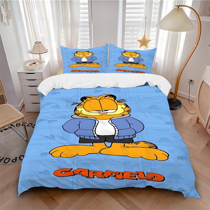 3pcs Garfield, Cat Cover Set, 1 Cover + 2 Pillowcases (No Insert), Bedding for All Seasons, Bedding,Bedroom Decor yy250922012