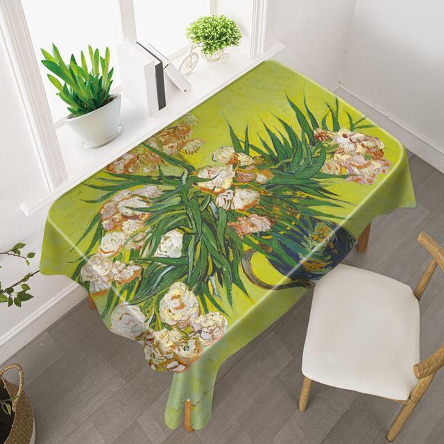 Van Gogh Starry Sky Tablecloth Light Luxury Oil Painting Art Studio Sunflower Famous Painting Waterproof Table Mat Tablecloth