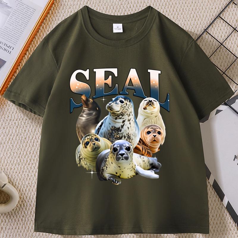 Baby Seals Vintage Graphic Tshirts Retro Sea Dog Bootleg Tshirt Seal Lovers Cute Sea Dog Tee Relaxed Washed Adult Tee