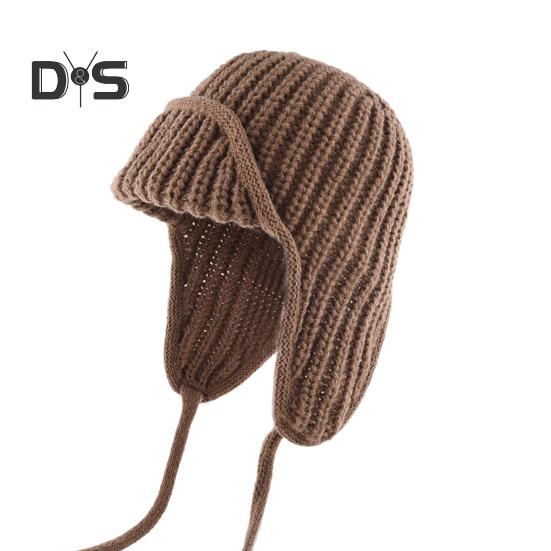 Унисекс зимняя шапка вязаная толстая теплая ветрозащитная однотонная защитная шапочка — фото 14